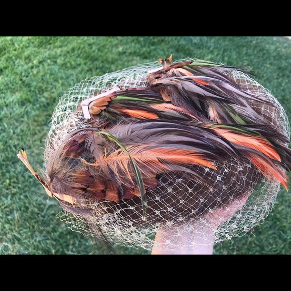 Vintage Feather Head Piece w/ Matching Fur Band